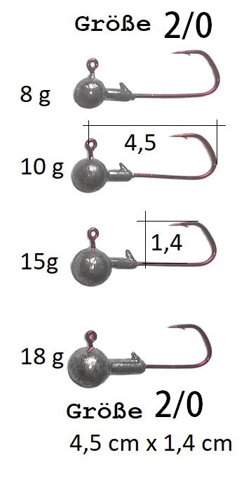 Barbarian Rundkopf Jigköpfe Jig Haken 2/0 3/0 4/0 6/0 ab 0,65€