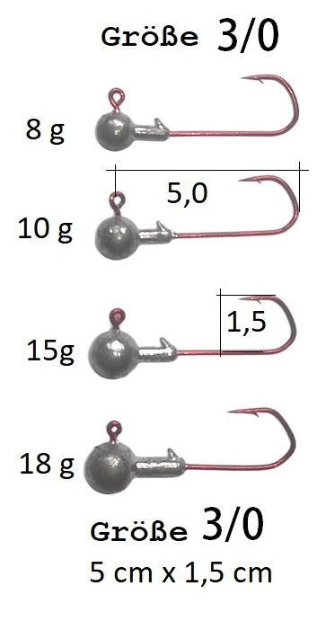 Barbarian Rundkopf Jigköpfe Jig Haken 2/0 3/0 4/0 6/0 ab 0,65€