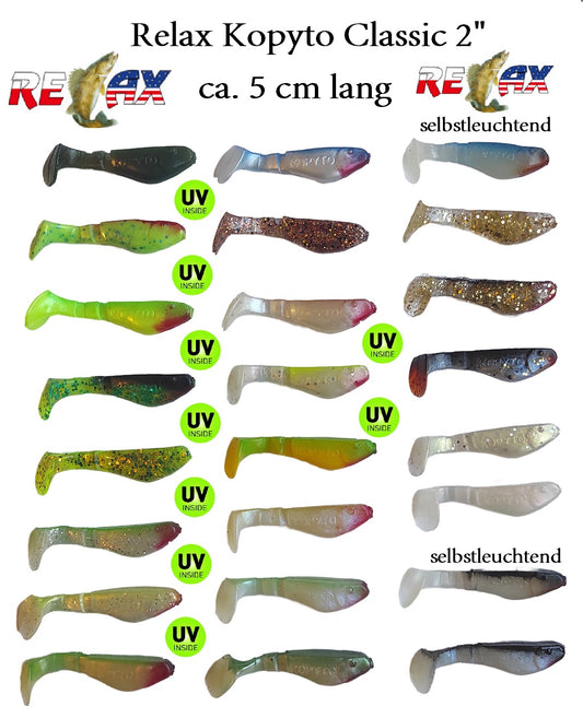 3 Relax Kopyto Classic 2" ca.  5 cm Gummifische