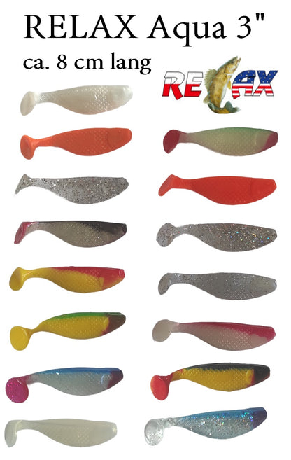 5x RELAX Aqua 3" Kompakter Gummifisch mit extra Reiz!