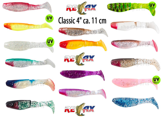 2x RELAX Classic 4" (11 cm) | Gummifisch für Zander, Hecht & Barsch UV-Aktiv & natürliche Farben