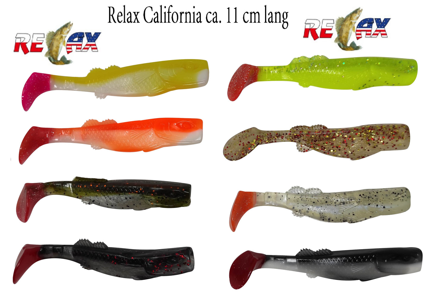 3x  Relax California 8 cm & 11 cm – Perfekter Gummifisch für Zander, Hecht & Barsch!